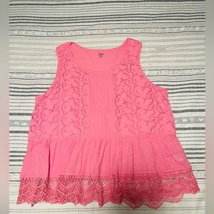 Vibrant Pink Lace Tank Top